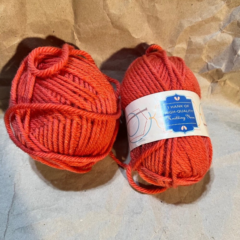 2 Skeins Knitting Yarn Orange High-Quality Soft Crafting Fiber